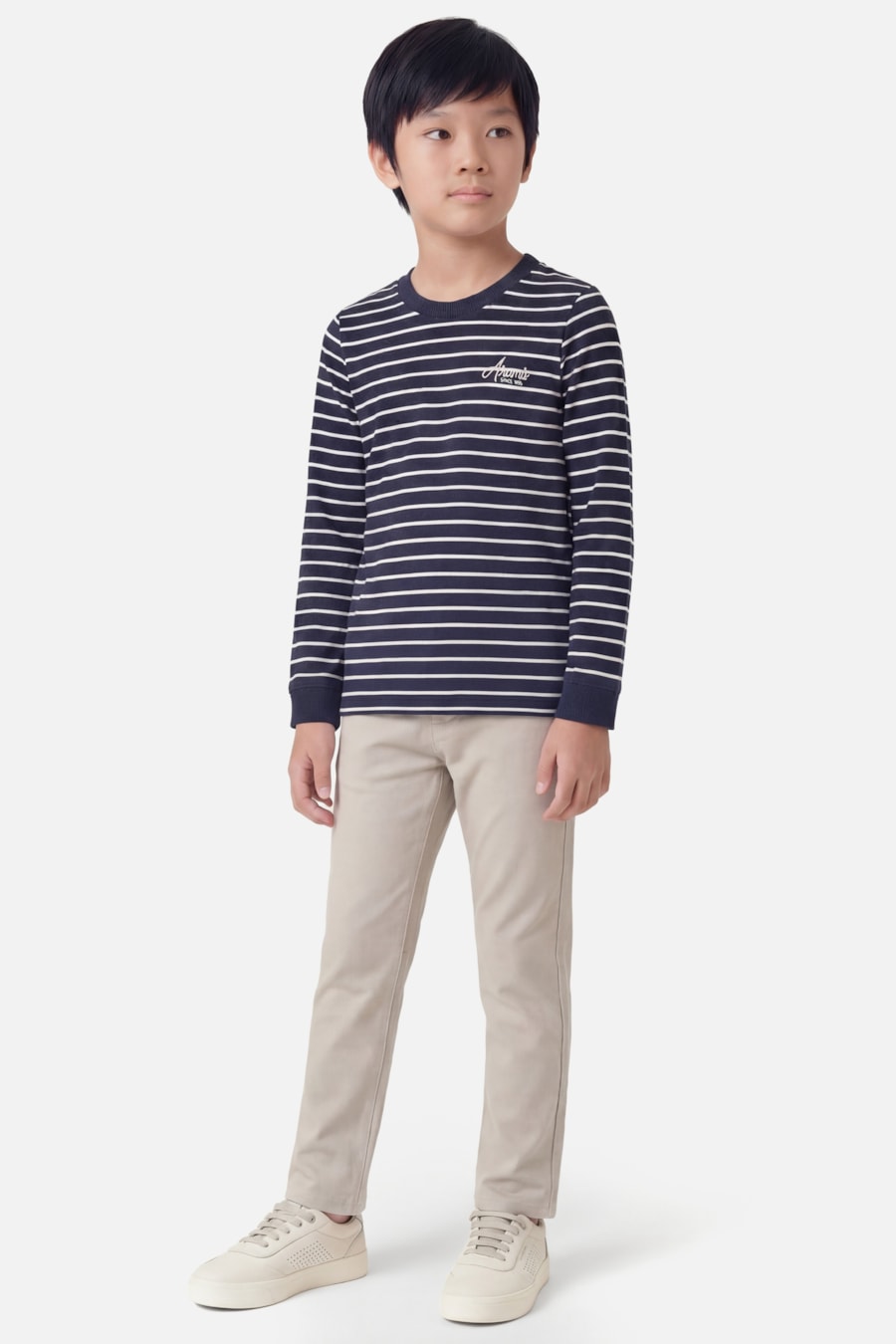 Camiseta Manga Longa Infantil Listra Bordada Navy — foto 2 de 3