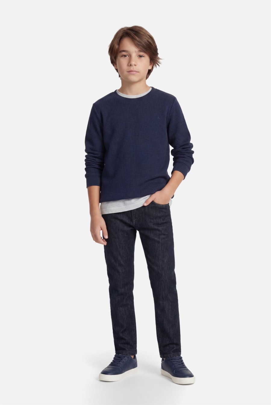 Camiseta Manga Longa Infantil Quadrilê Navy — foto 2 de 3