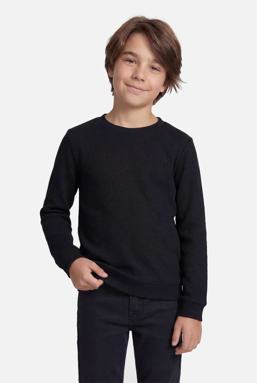 Camiseta Manga Longa Infantil Quadrilê Preto — foto 1 de 3