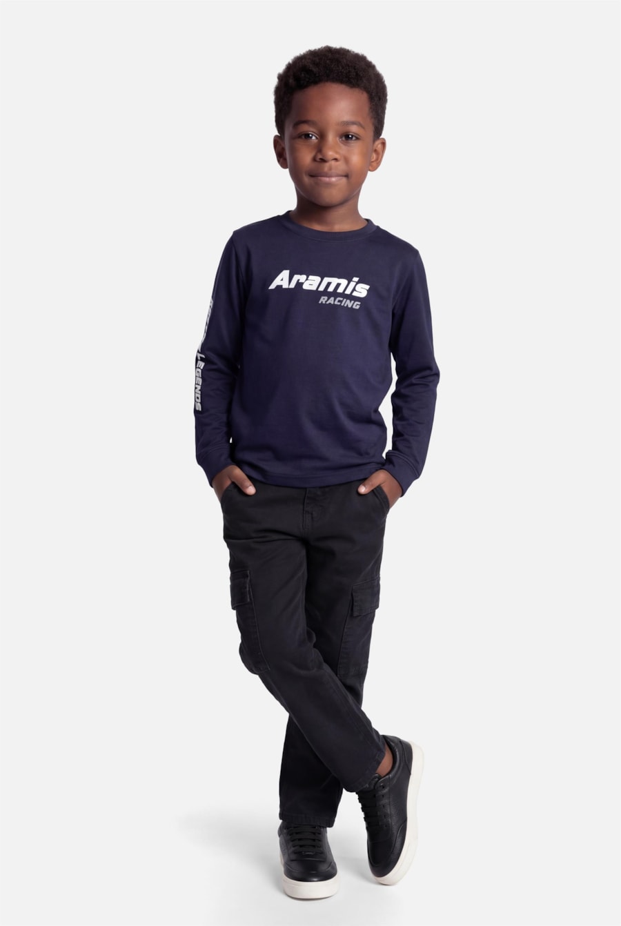 Camiseta Manga Longa Infantil Race Navy — foto 2 de 7
