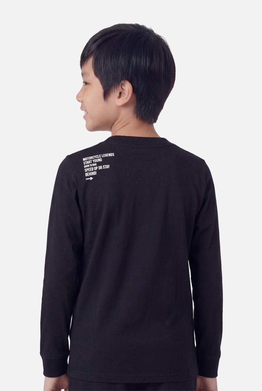 Camiseta Manga Longa Infantil Race Preto — foto 3 de 7