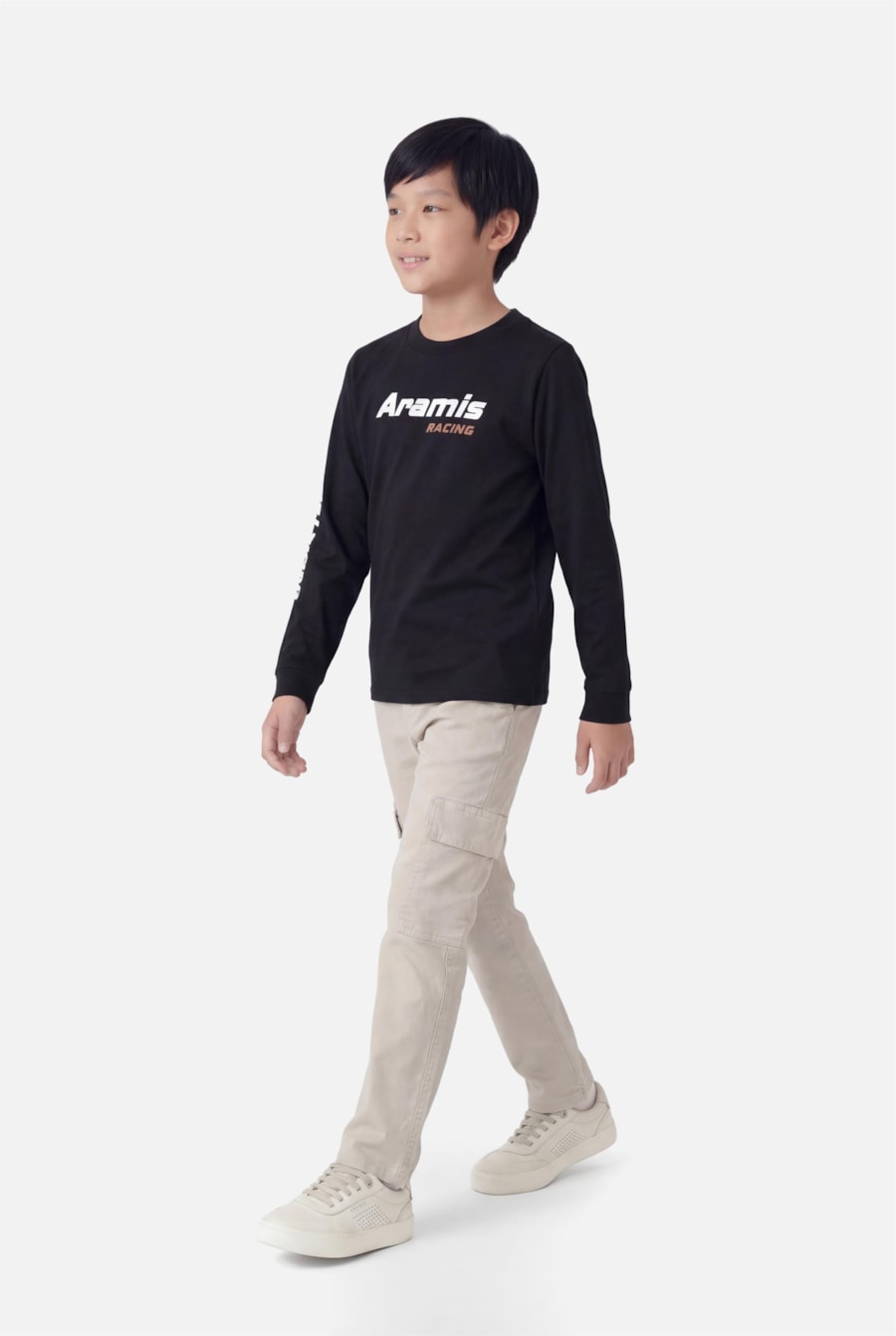 Camiseta Manga Longa Infantil Race Preto — foto 2 de 7