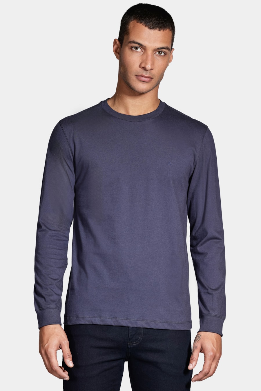 Camiseta Manga Longa Malha Básica Marinho — foto 1 de 5