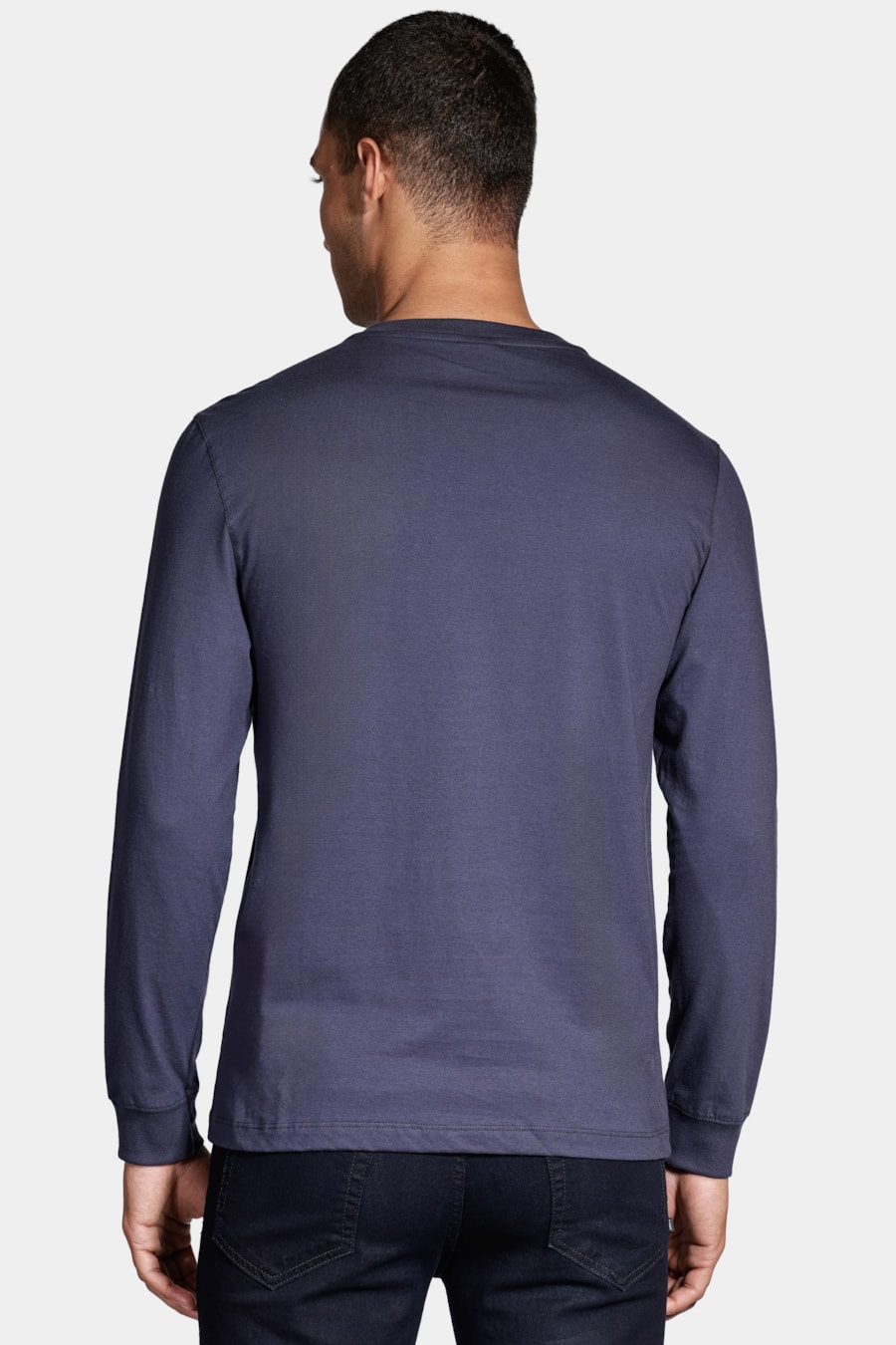 Camiseta Manga Longa Malha Básica Marinho — foto 4 de 5