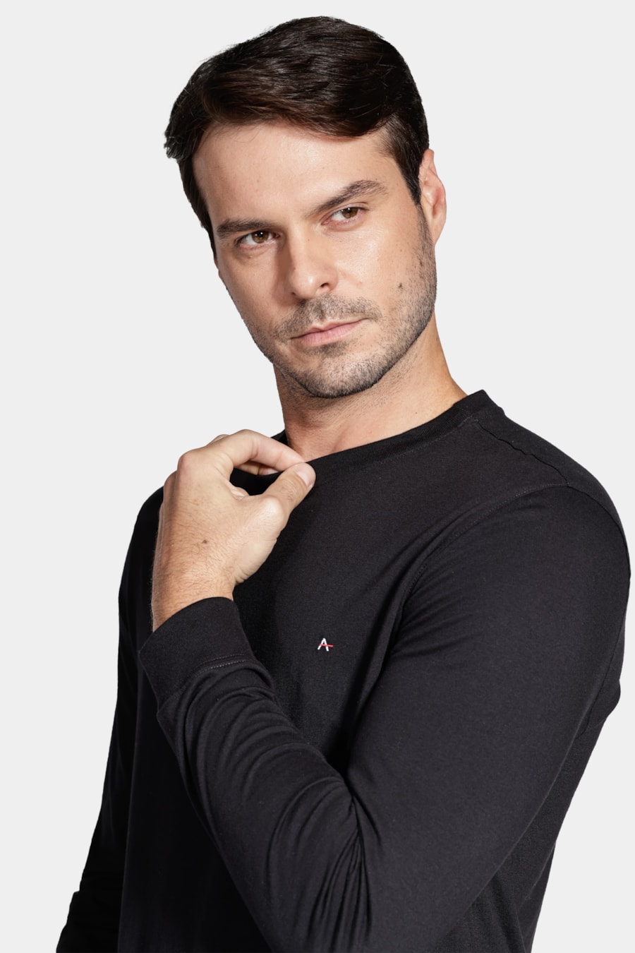 Camiseta Manga Longa Malha Básica Preto — foto 3 de 5