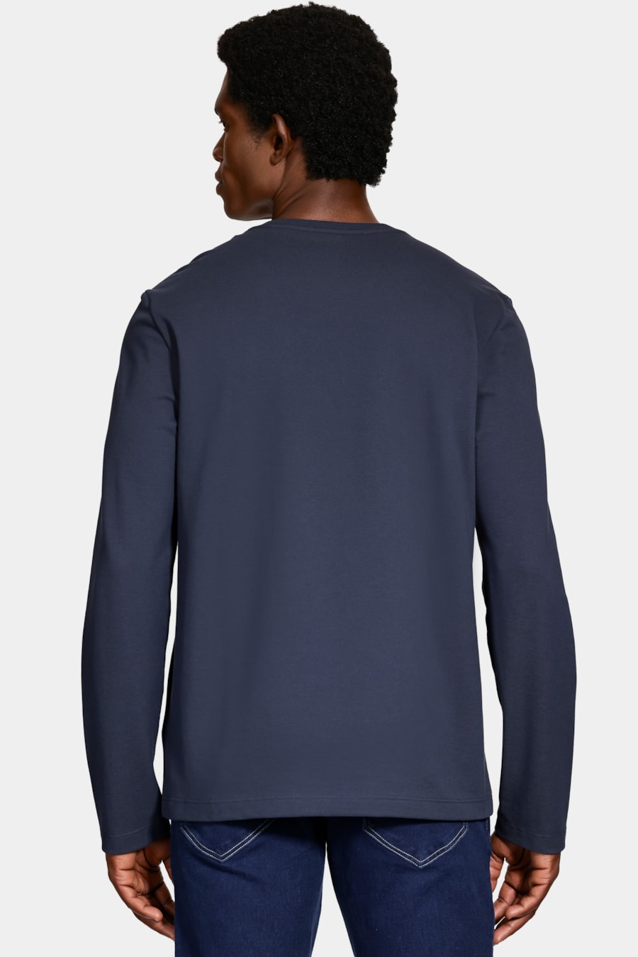 Camiseta Manga Longa Piquet Peruano Marinho — foto 4 de 6