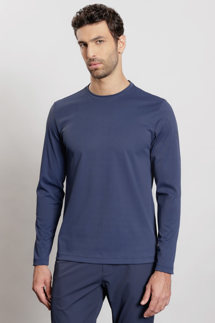 Camiseta Manga Longa Rib Flex Azul Forte — foto 1 de 6
