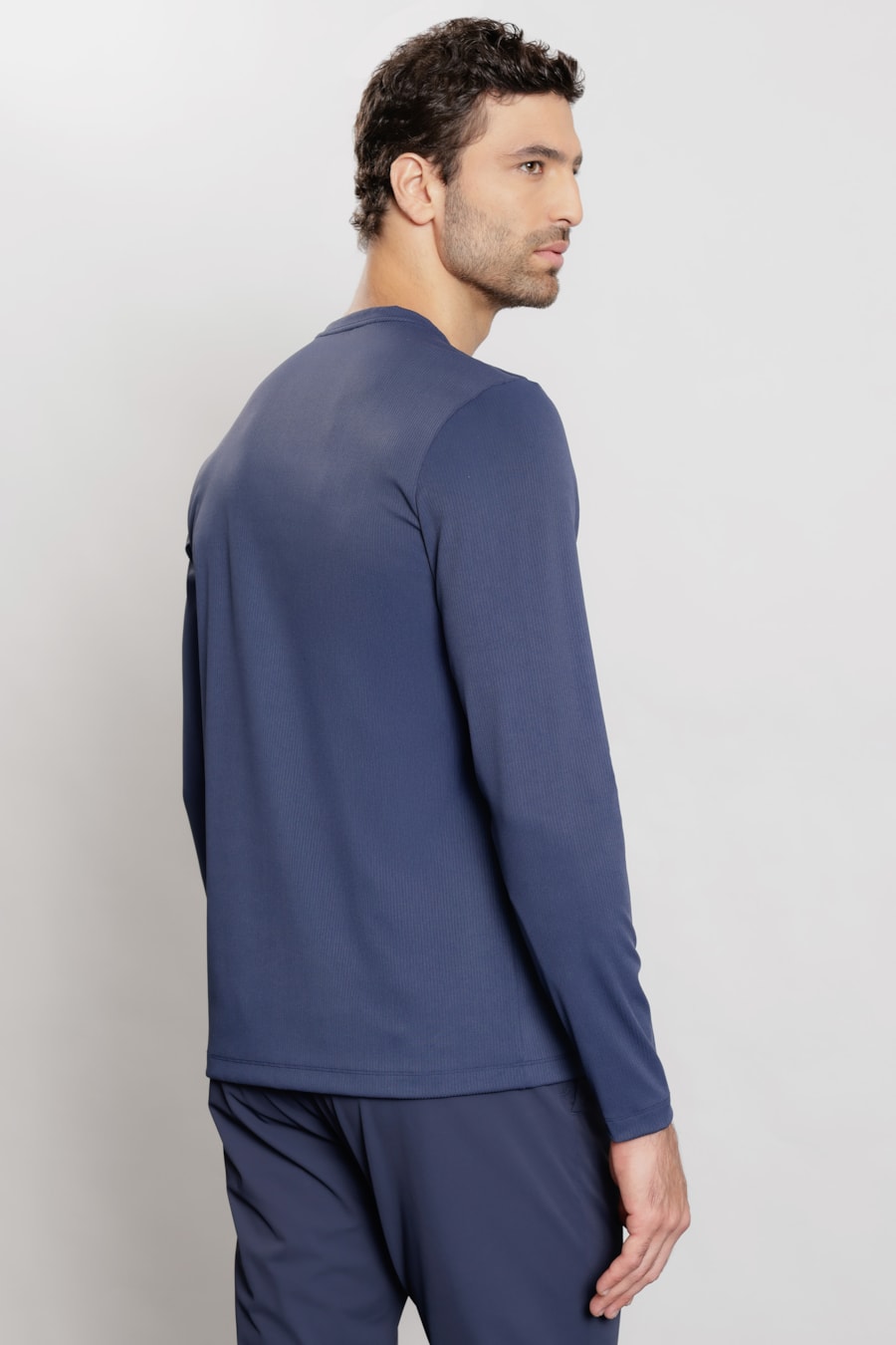 Camiseta Manga Longa Rib Flex Azul Forte — foto 5 de 6