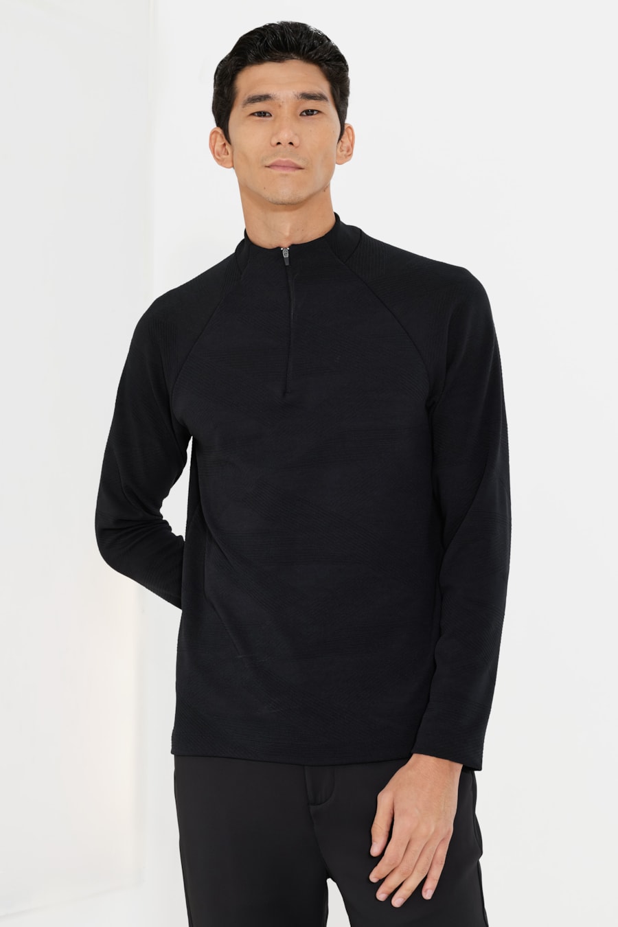 Camiseta Manga Longa Tech Jacquard Preto — foto 1 de 5