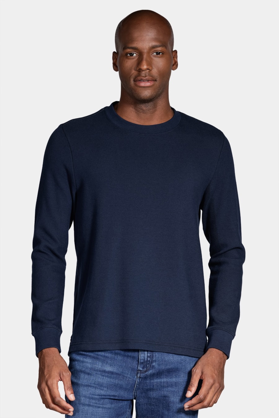 Camiseta Manga Longa Textura Azul Marinho — foto 1 de 4
