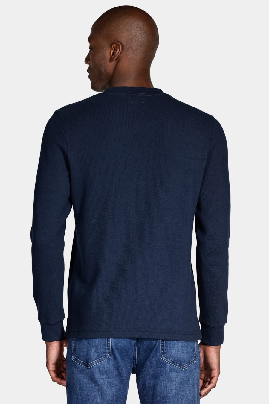 Camiseta Manga Longa Textura Azul Marinho — foto 4 de 4
