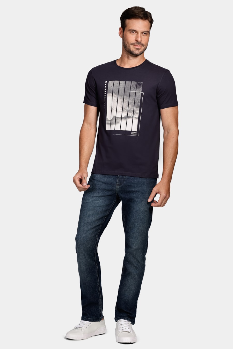 Camiseta Oceano Barcode Fotografia Marinho — foto 2 de 4
