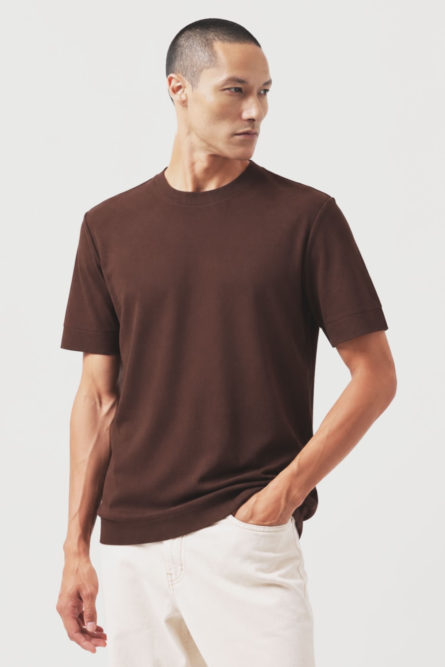 Camiseta Piquet Com Acabamento Canelado Cacau 118 — foto 1 de 6