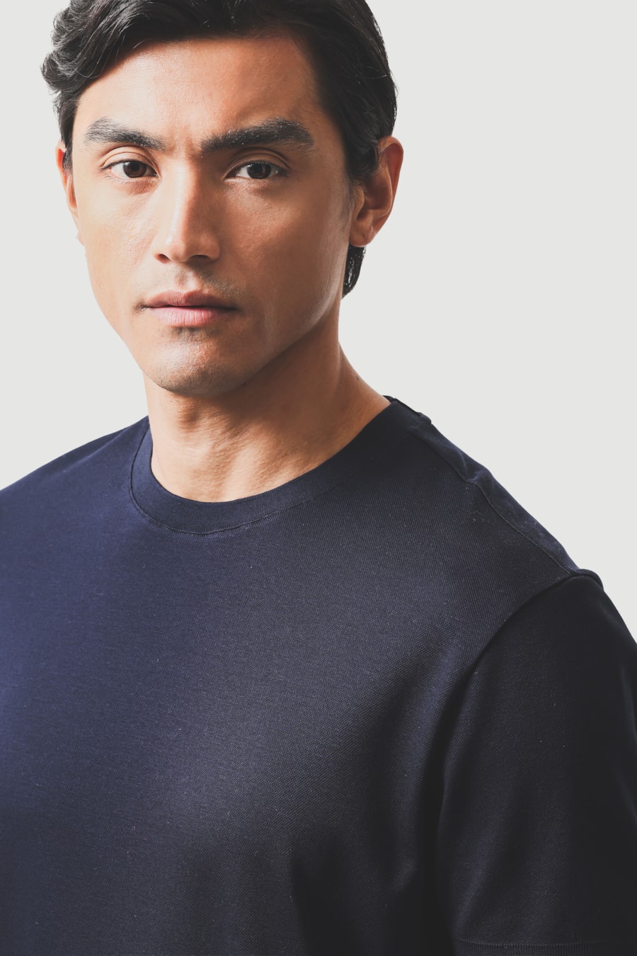 Camiseta Piquet Com Acabamento Canelado Marinho — foto 3 de 6