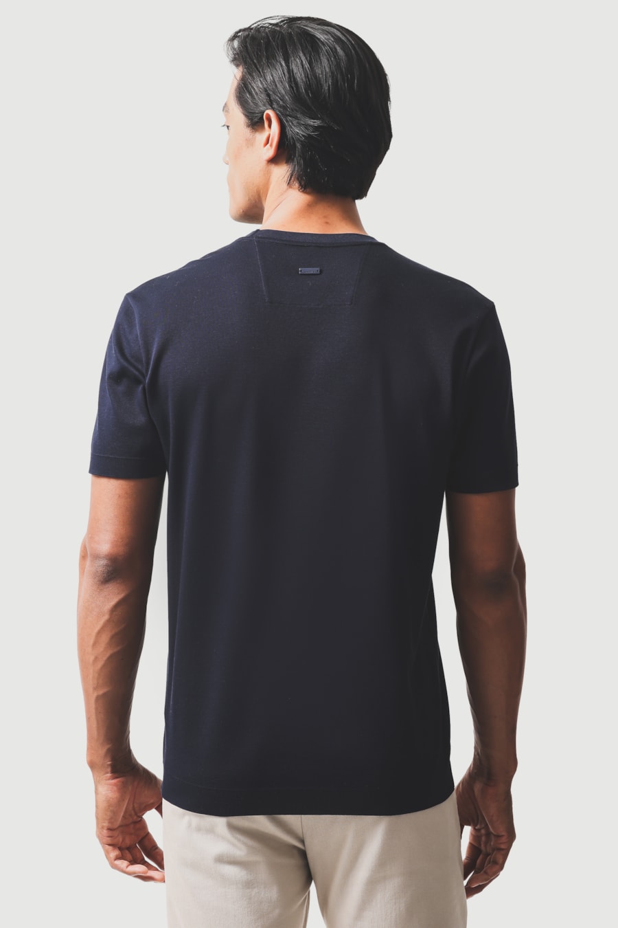 Camiseta Piquet Com Acabamento Canelado Marinho — foto 5 de 6