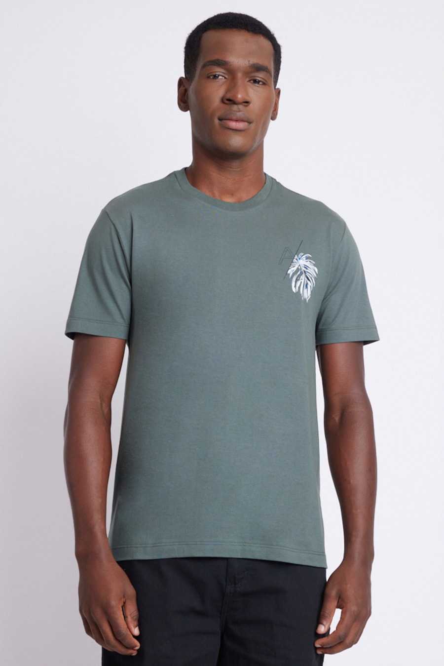 Camiseta Regular Com Estampa Monstera Floresta — foto 1 de 4