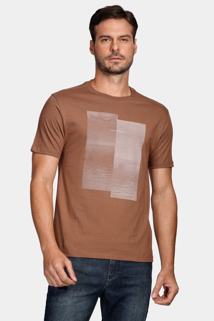 Camiseta Regular Fotografia Marrom Cacau — foto 1 de 4