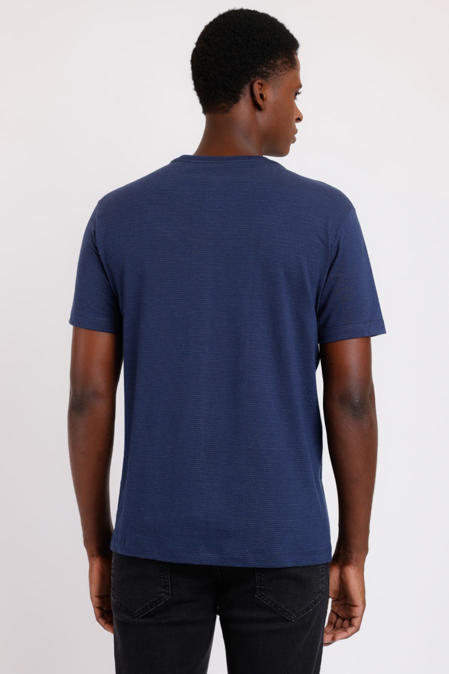 Camiseta Regular Manga Curta Maquinetada Azul Médio — foto 4 de 4
