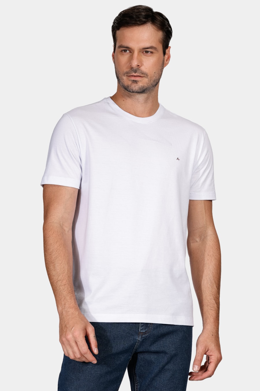 Camiseta Regular Manga Curta Maquinetada Branco — foto 1 de 4