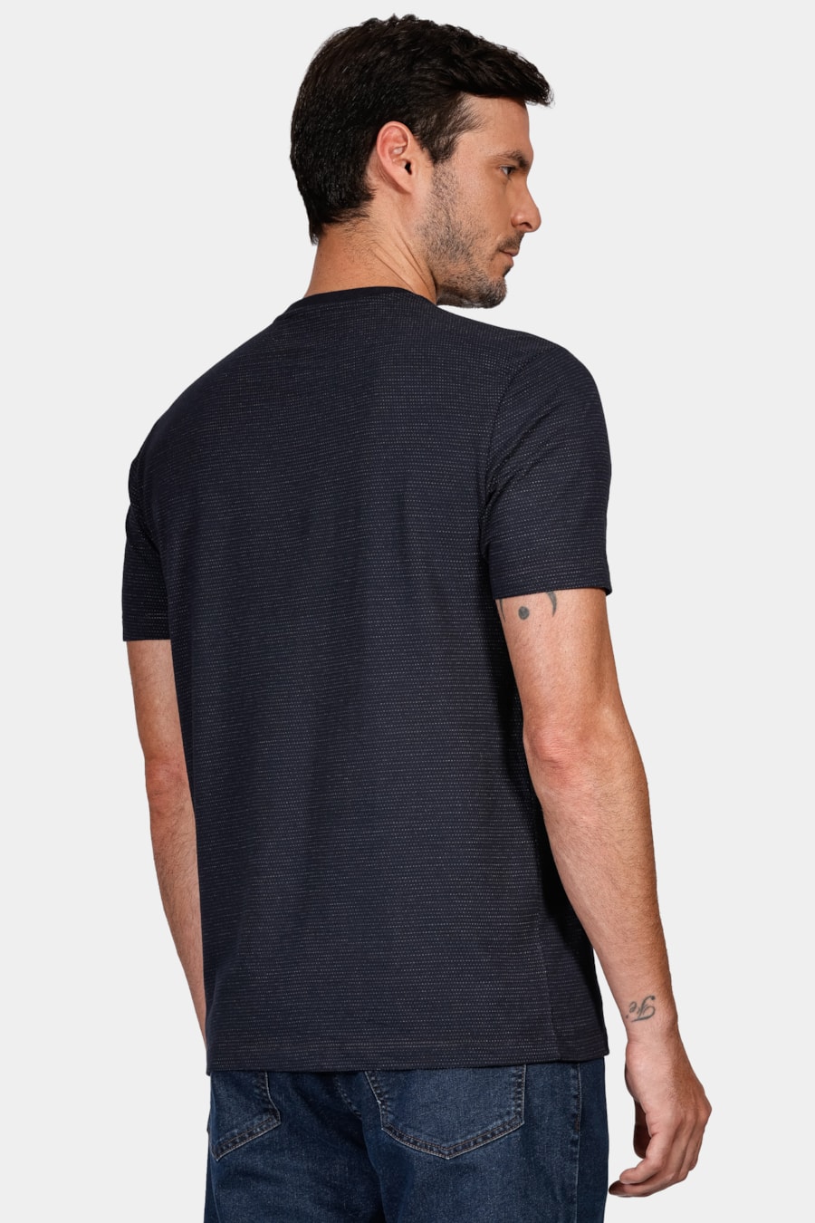 Camiseta Regular Manga Curta Maquinetada Marinho — foto 4 de 4