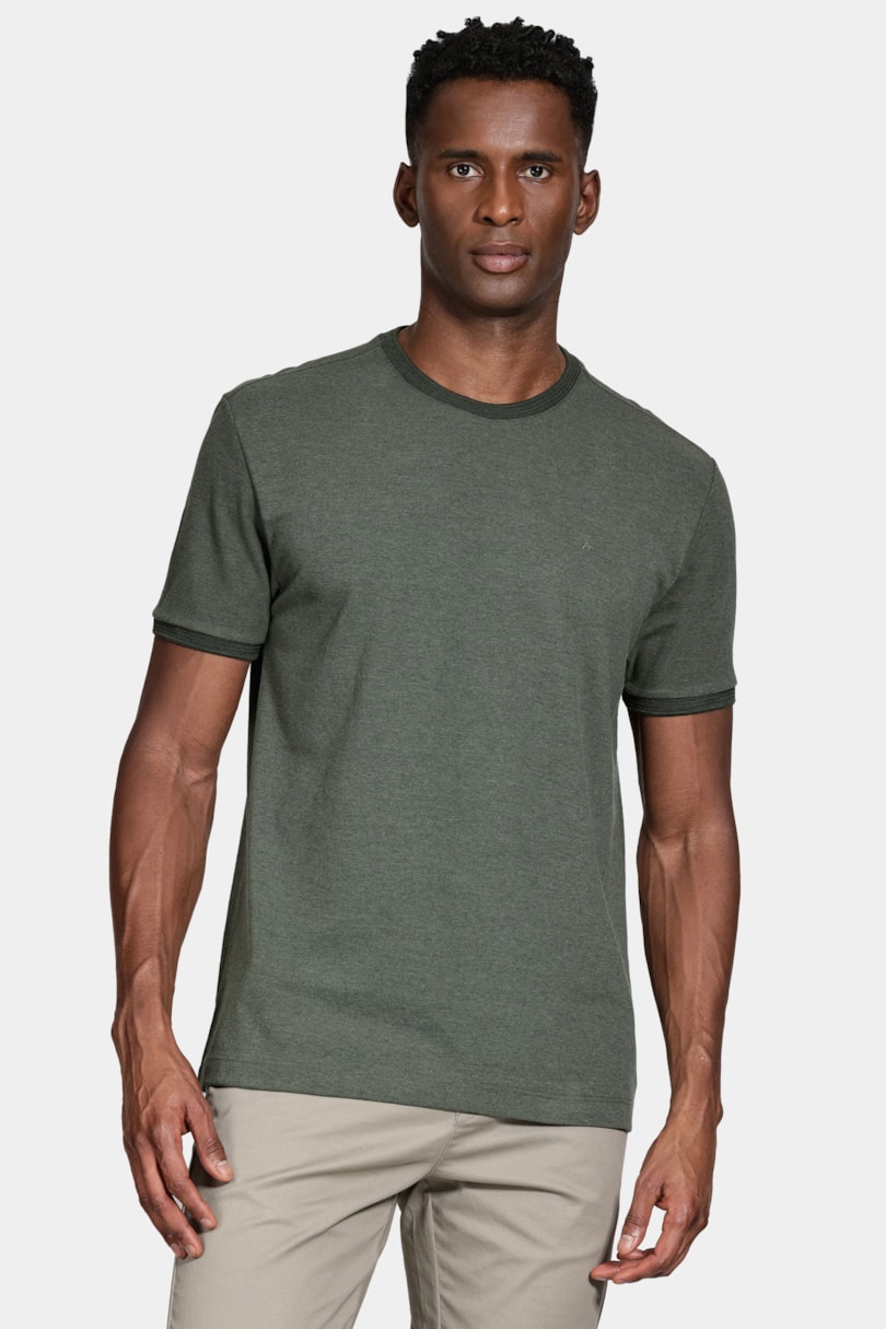 Camiseta Regular Manga Curta Verde Militar