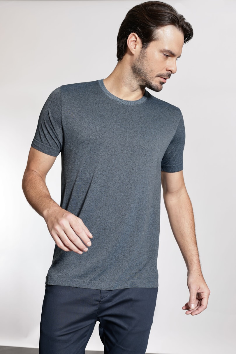 Camiseta Seamless Jacquard Azul Medio