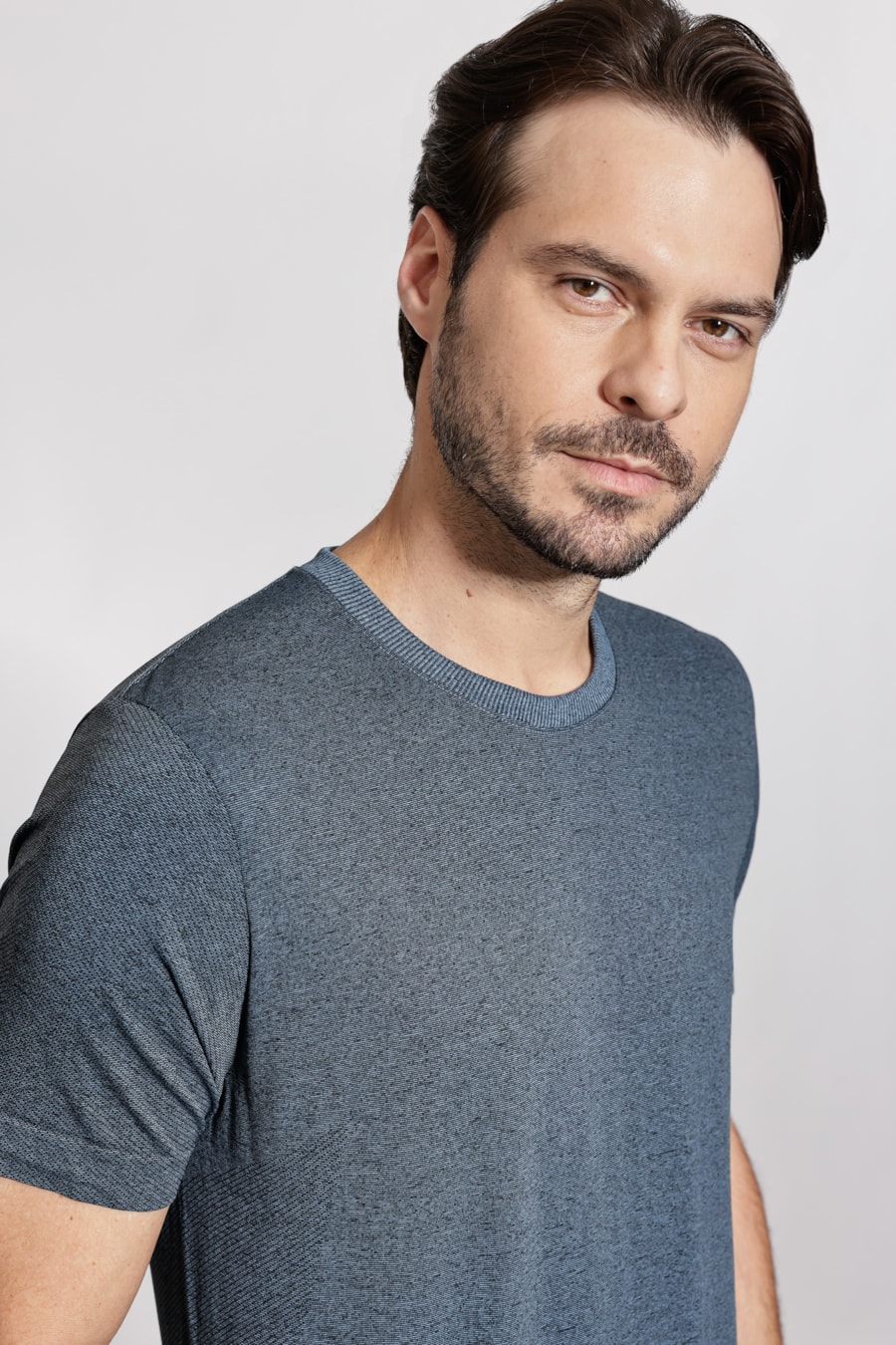 Camiseta Seamless Jacquard Azul Medio — foto 3 de 5