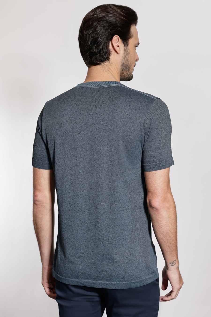 Camiseta Seamless Jacquard Azul Medio — foto 4 de 5