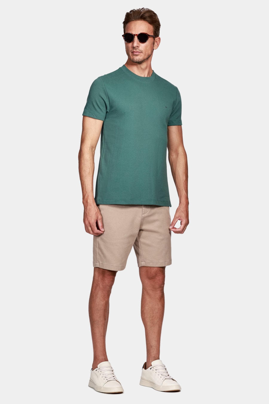 Camiseta Suedine Canelado Liso Aramis Verde Folha Seca — foto 2 de 4