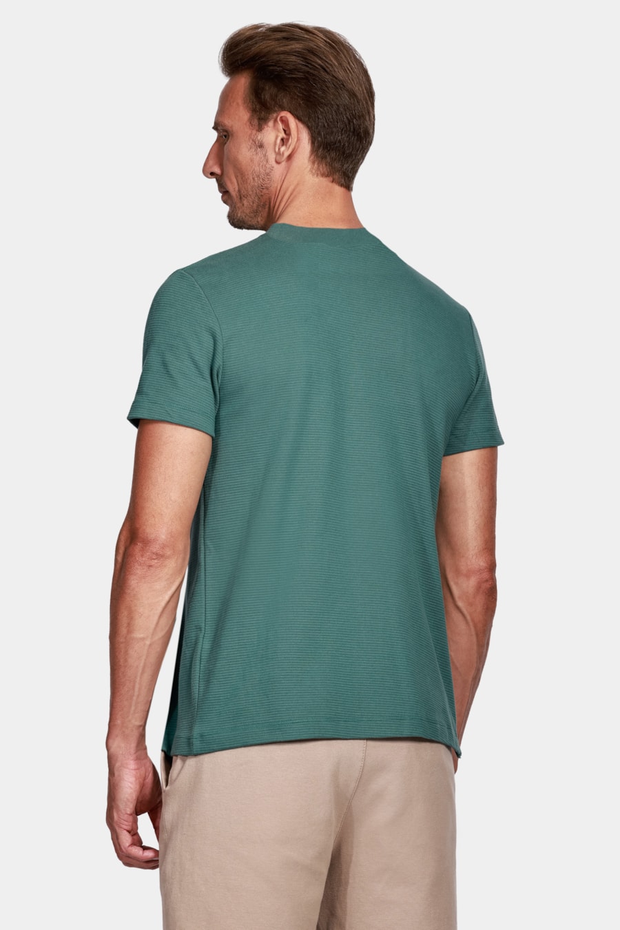 Camiseta Suedine Canelado Liso Aramis Verde Folha Seca — foto 4 de 4