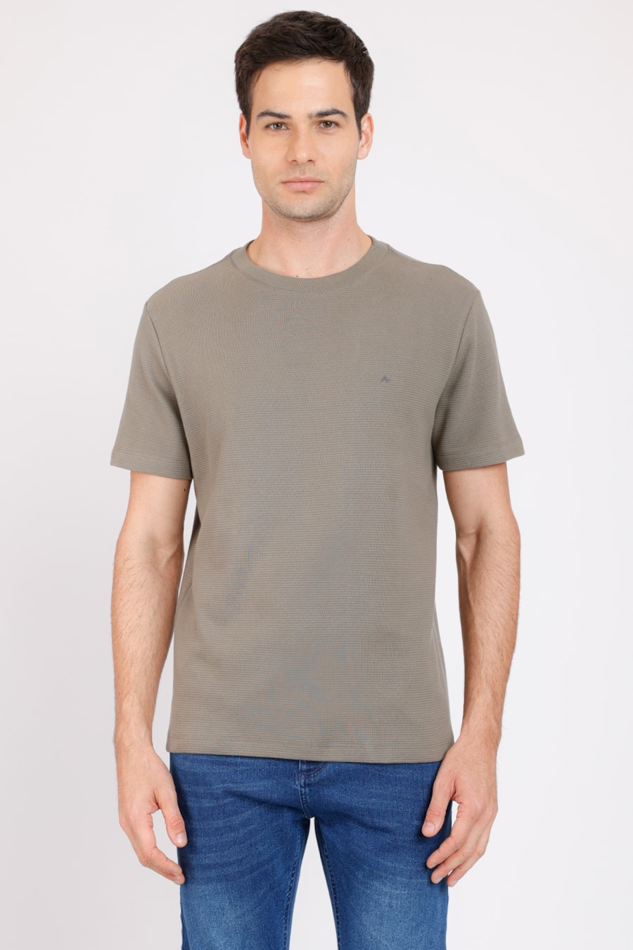 Camiseta Suedine Canelado Liso Aramis Verde Militar — foto 1 de 4
