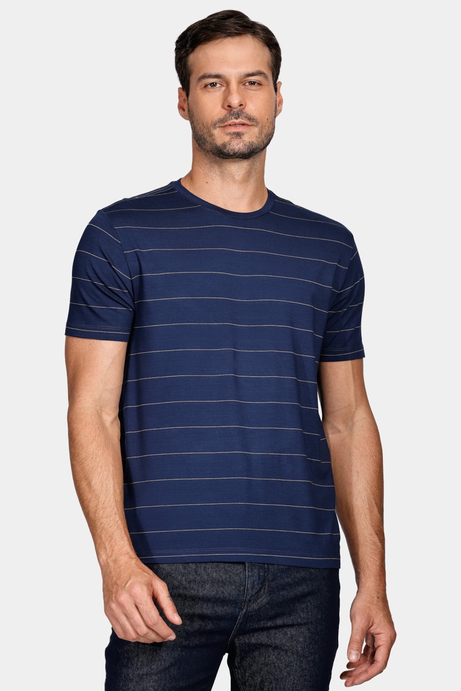 Camiseta Viscolycra Listra Fina Marinho — foto 1 de 5