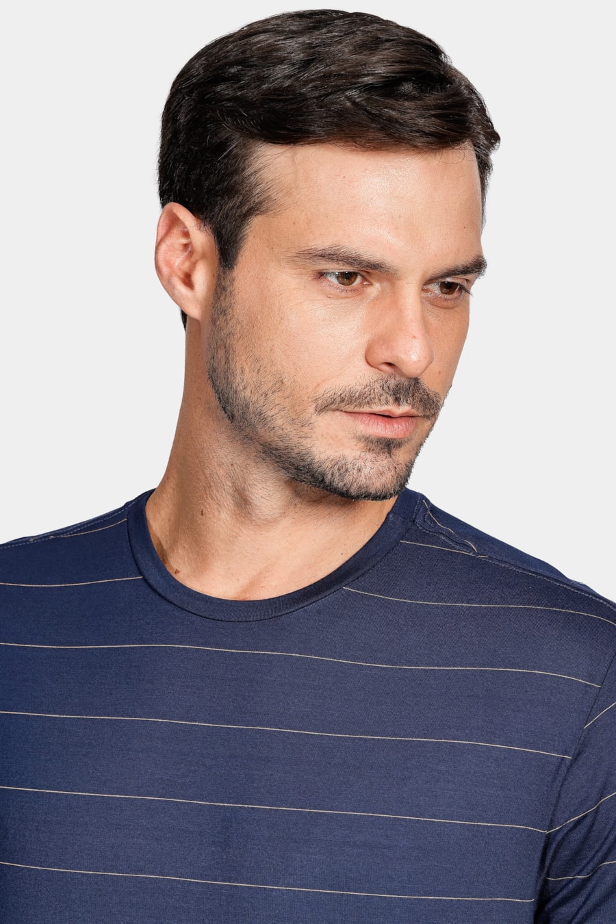 Camiseta Viscolycra Listra Fina Marinho — foto 3 de 5