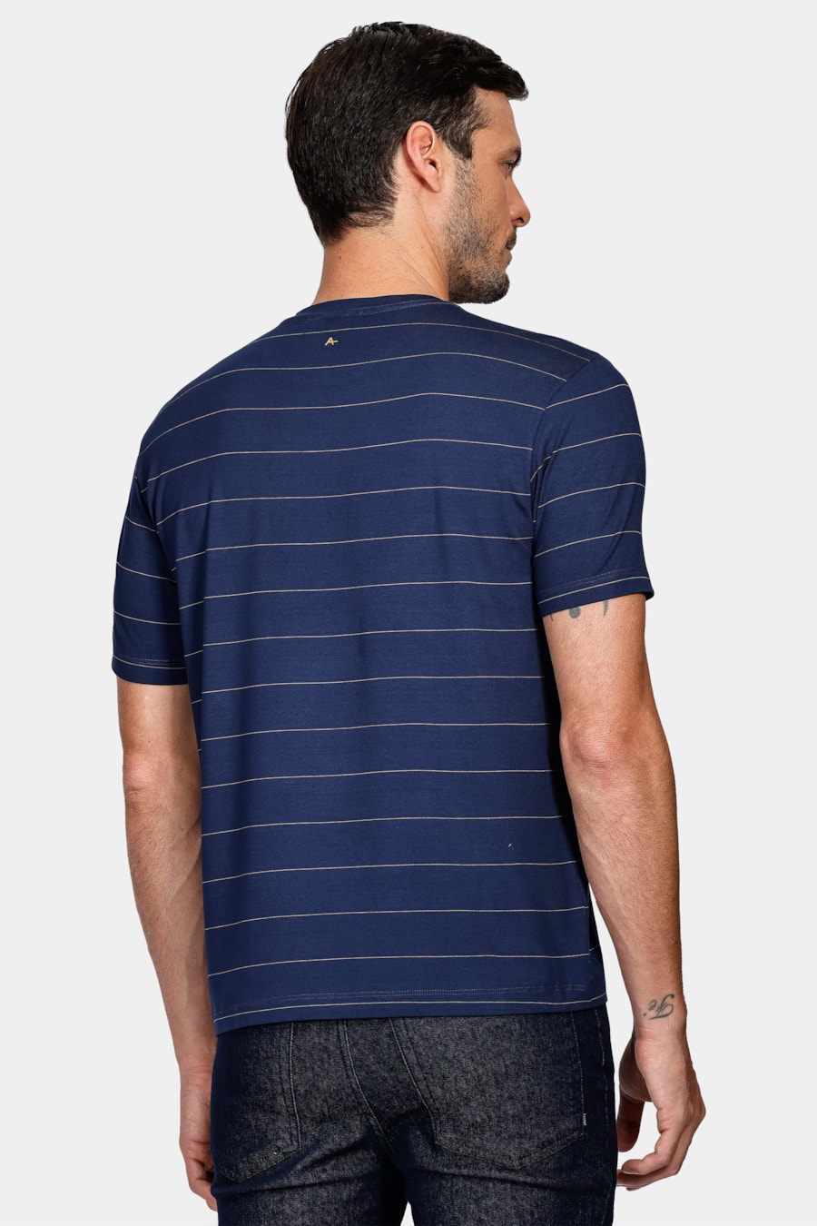 Camiseta Viscolycra Listra Fina Marinho — foto 5 de 5