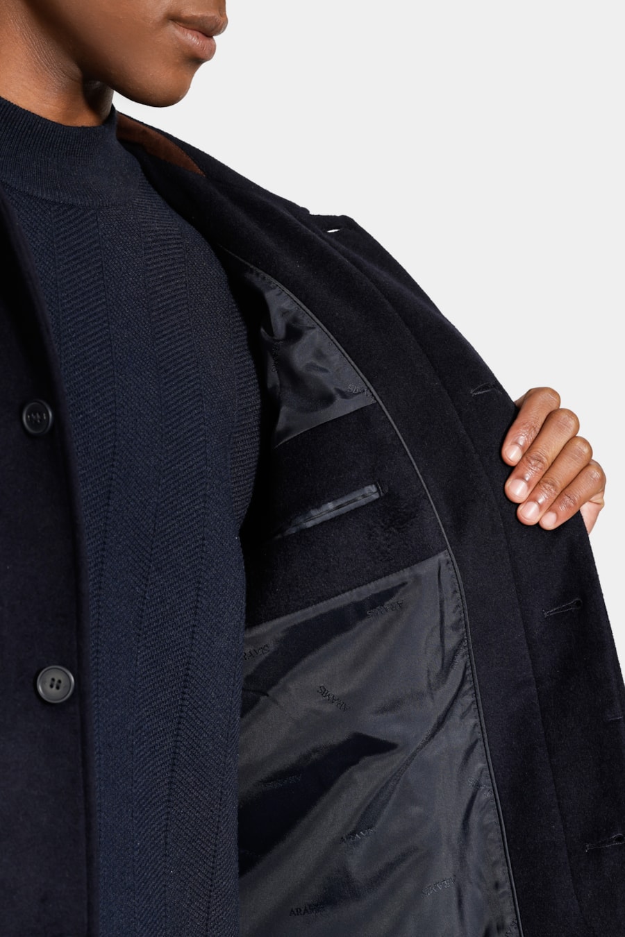 Casaco Trench Coat Blend Lã Marinho — foto 4 de 7