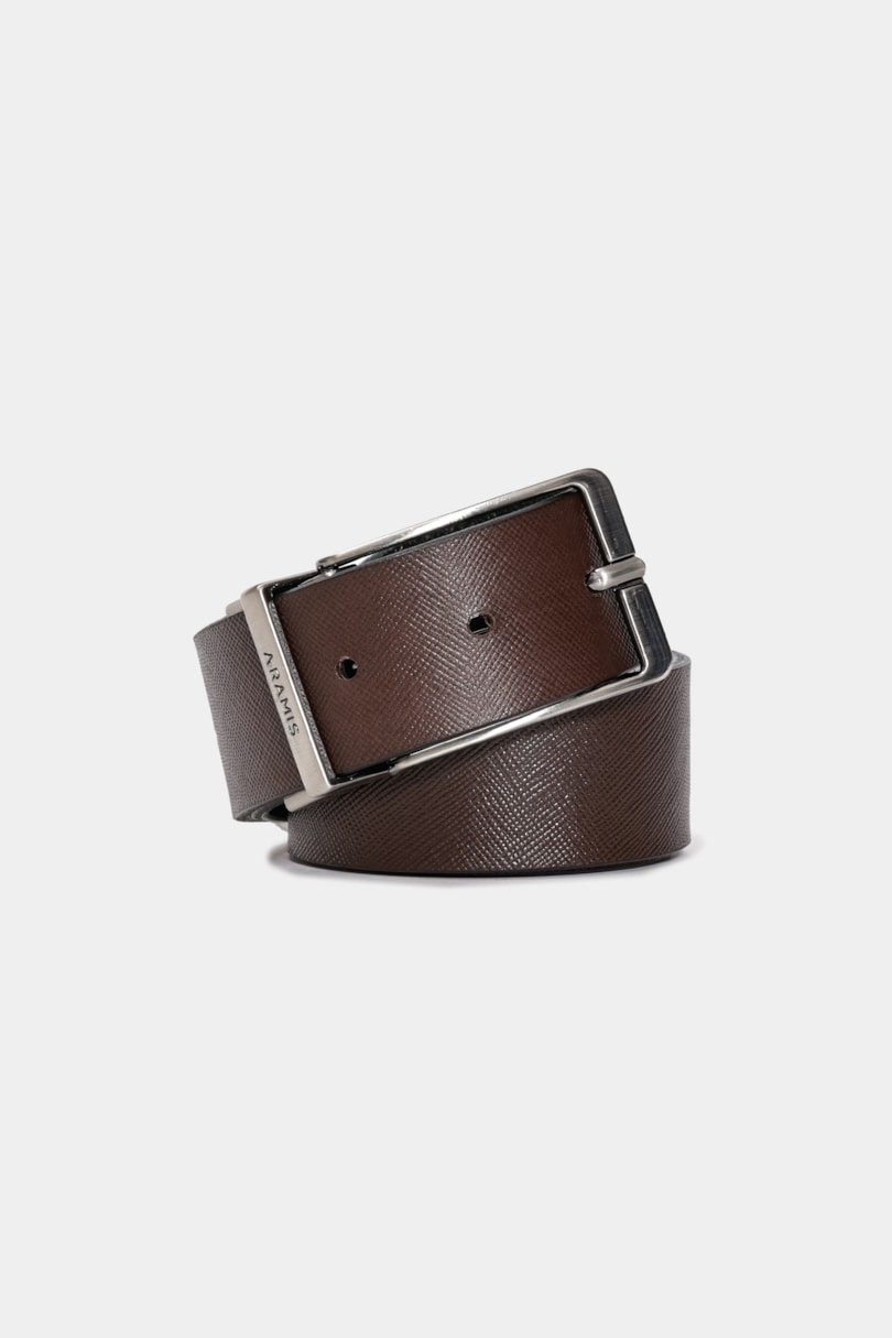 Cinto Dupla Face Saffiano Café Com Preto
