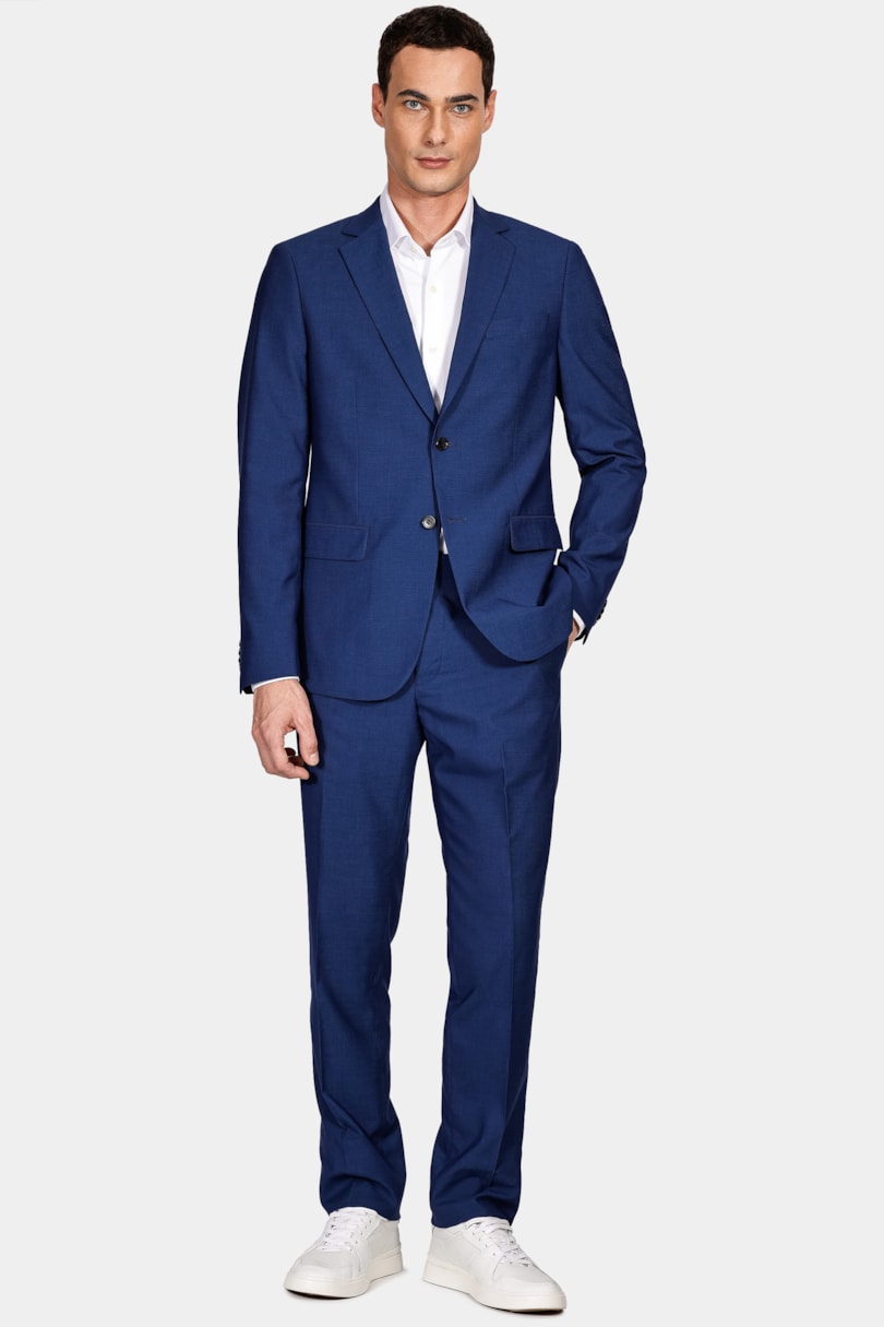 Costume Falso Liso Super Slim Azul