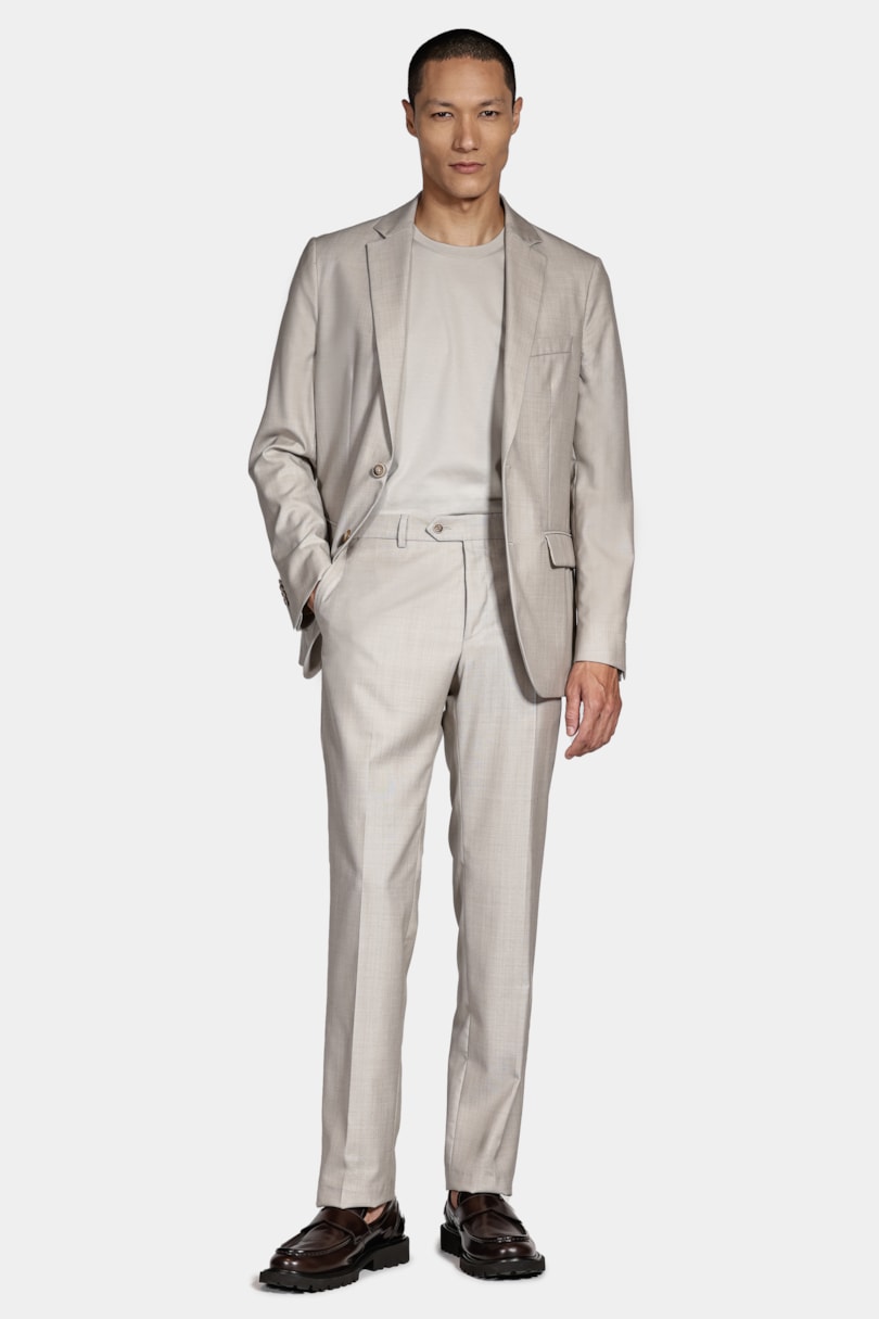 Costume Lã e Seda Super Slim Premium Cáqui