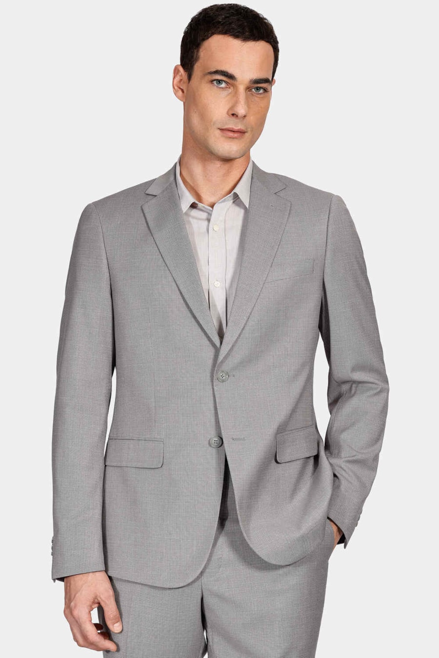 Costume Poliviscose Mini Xadrez Super Slim Cinza Claro — foto 1 de 11