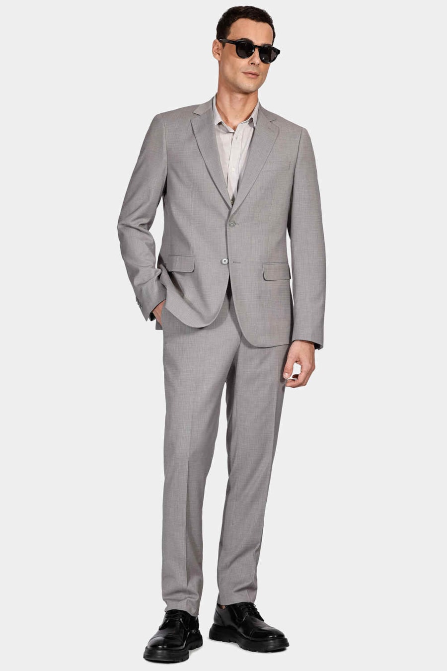 Costume Poliviscose Mini Xadrez Super Slim Cinza Claro — foto 2 de 11