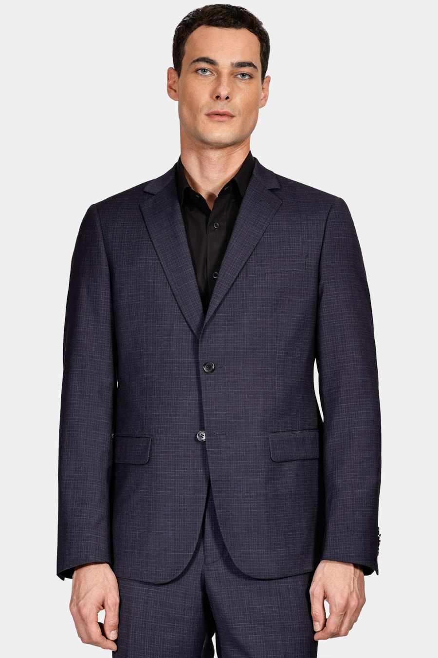 Costume Poliviscose Mini Xadrez Super Slim Marinho — foto 1 de 12