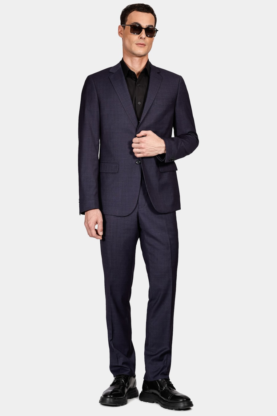 Costume Poliviscose Mini Xadrez Super Slim Marinho — foto 2 de 12