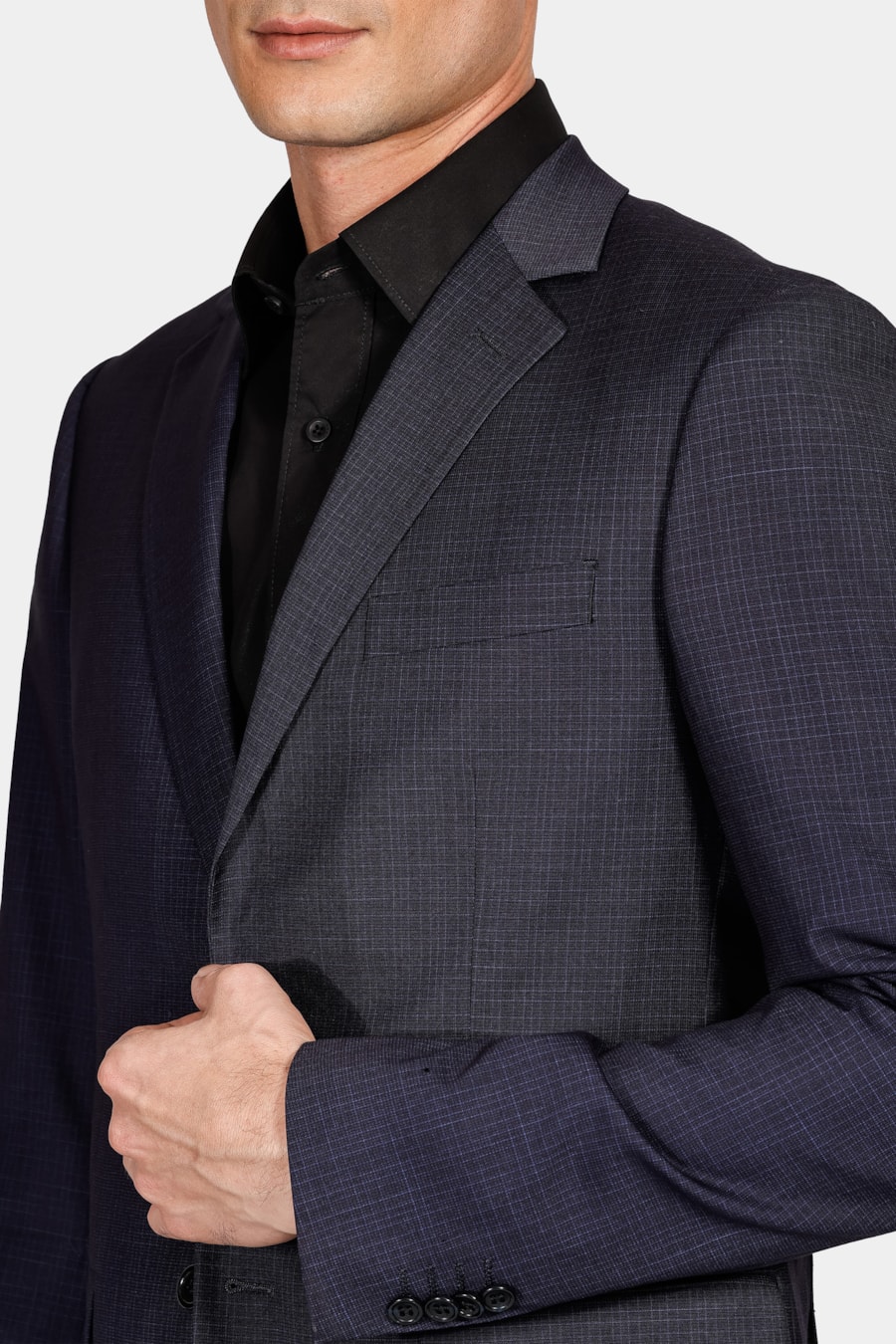 Costume Poliviscose Mini Xadrez Super Slim Marinho — foto 3 de 12