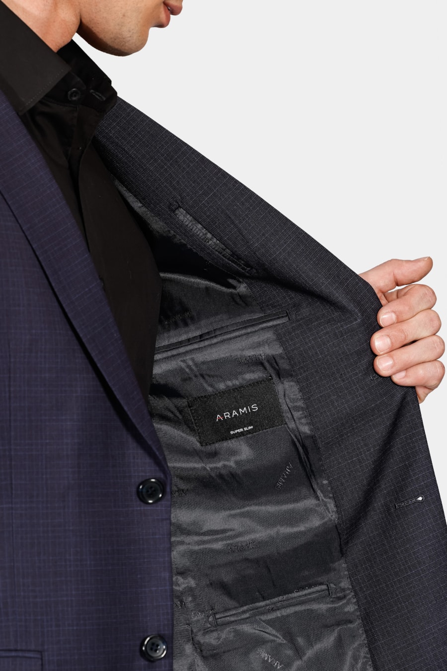 Costume Poliviscose Mini Xadrez Super Slim Marinho — foto 4 de 12
