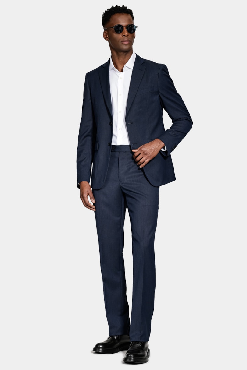 Costume Super Slim Mini Xadrez Marinho