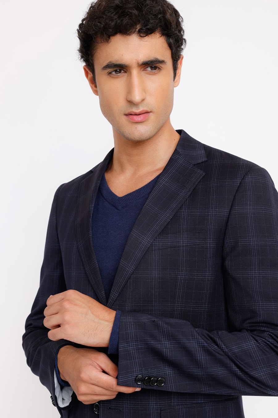 Costume Xadrez Super Slim Marinho — foto 1 de 6