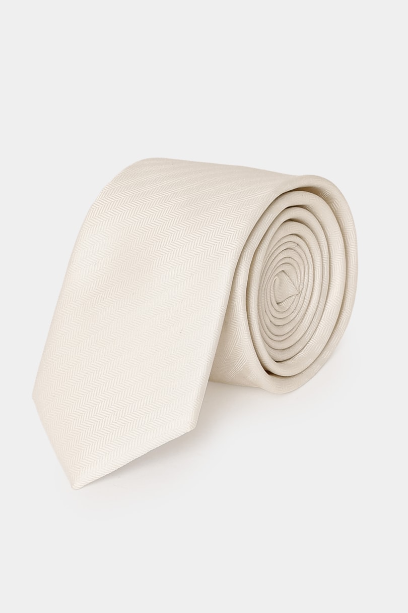 Gravata Falso Liso 6 Cm Off White