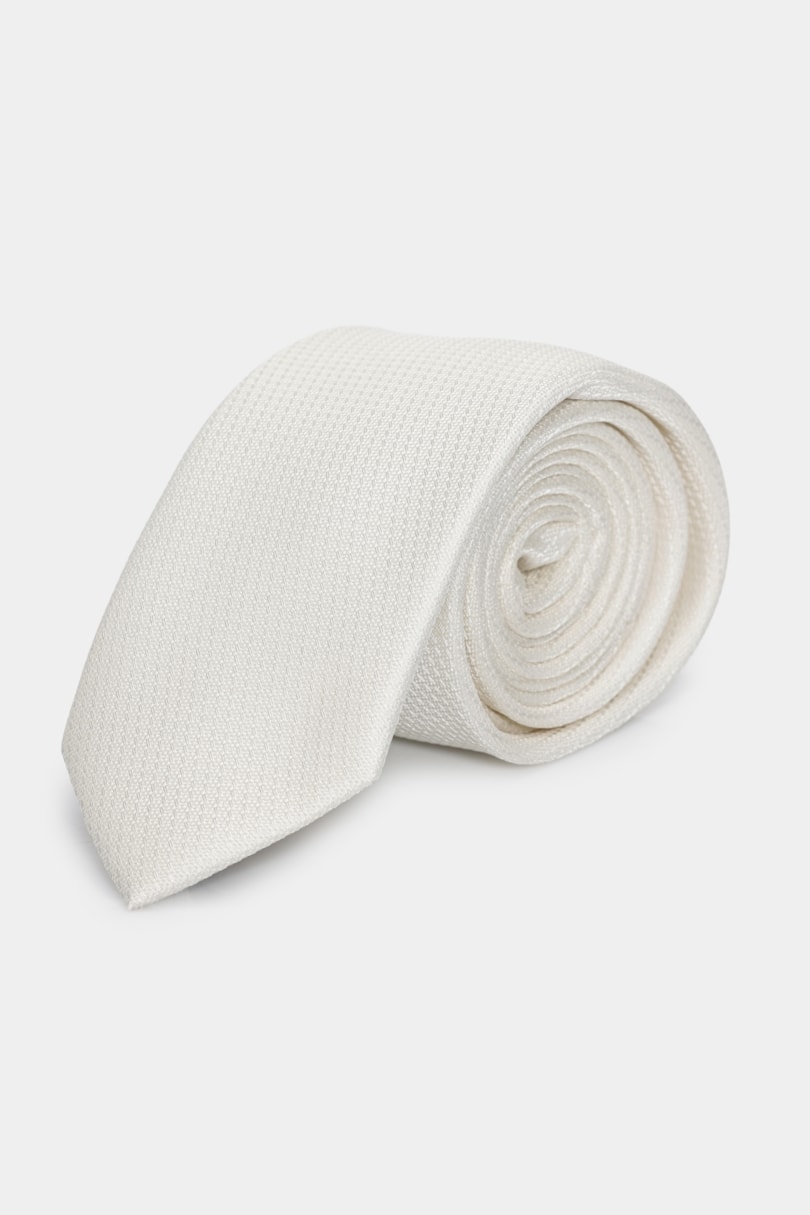 Gravata Falso Liso 6 Cm Off White