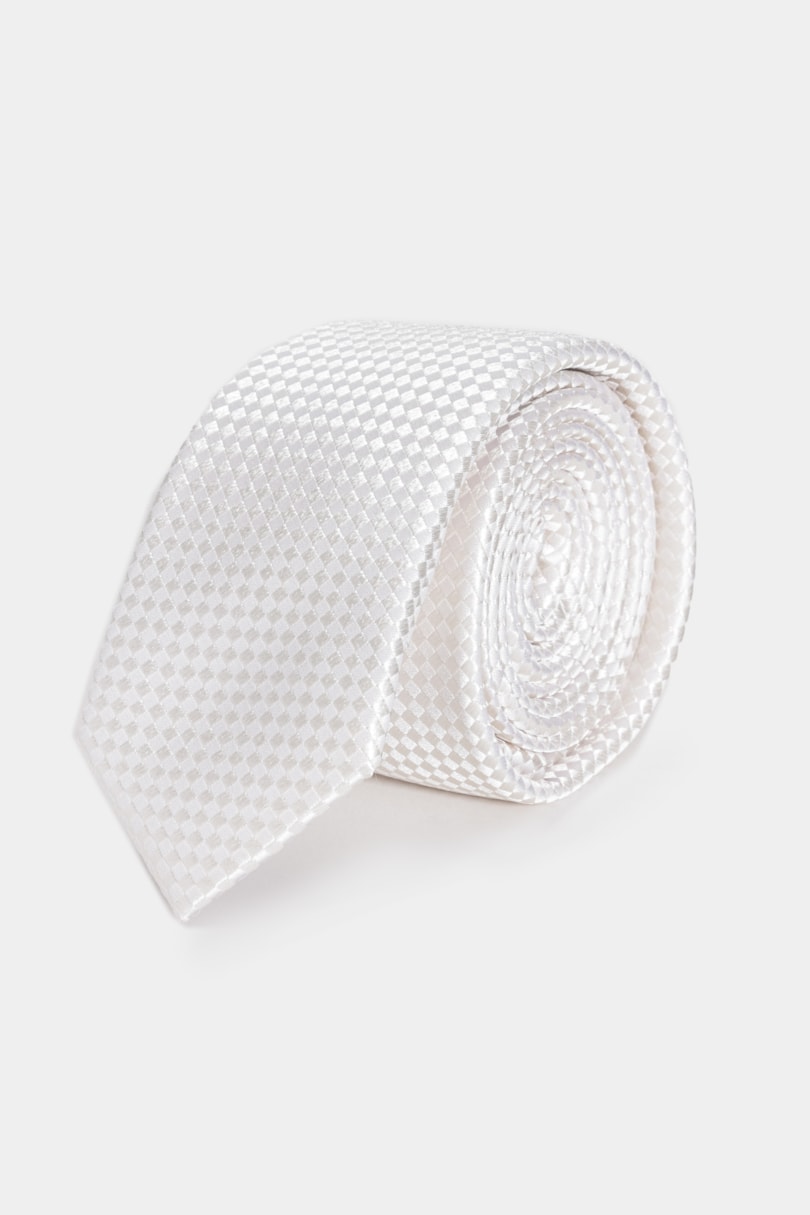 Gravata Jacquard Seda Checkers Branco