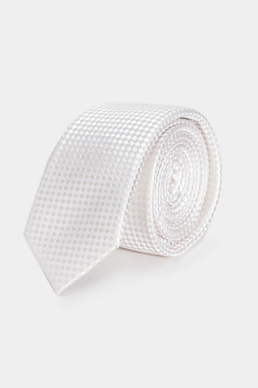 Gravata Jacquard Seda Checkers Branco — foto 1 de 4